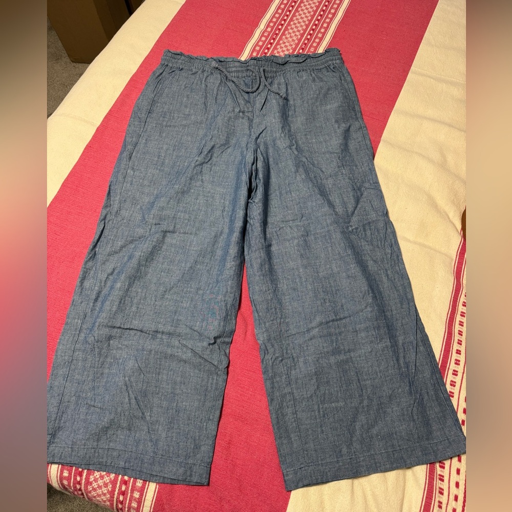 JCREW FACTORY linen wide leg crop pants
